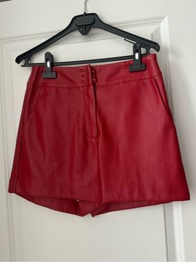 DolceCabo Red Faux Leather Women’s Shorts